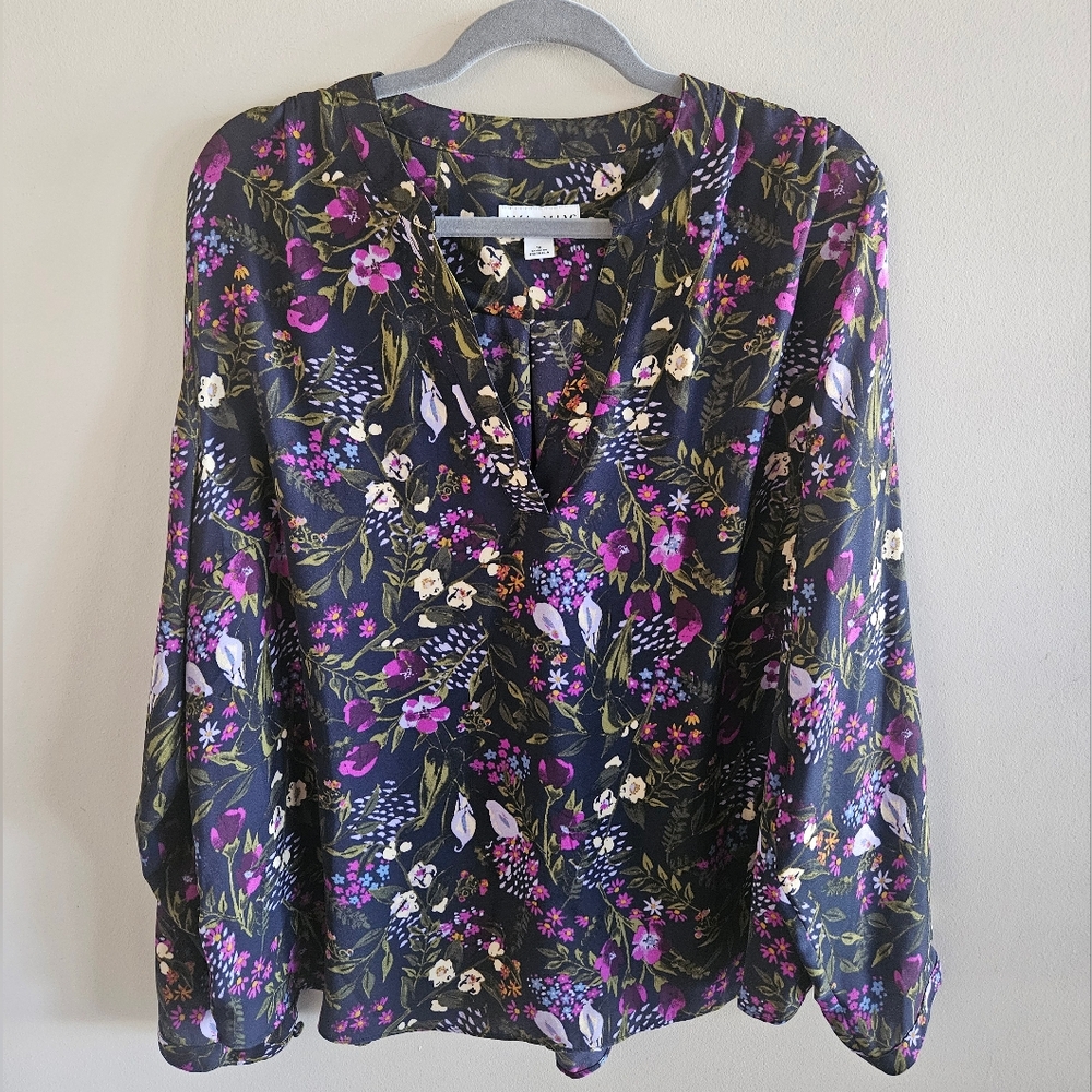Ava & Viv Floral Blouse - Black and Purple